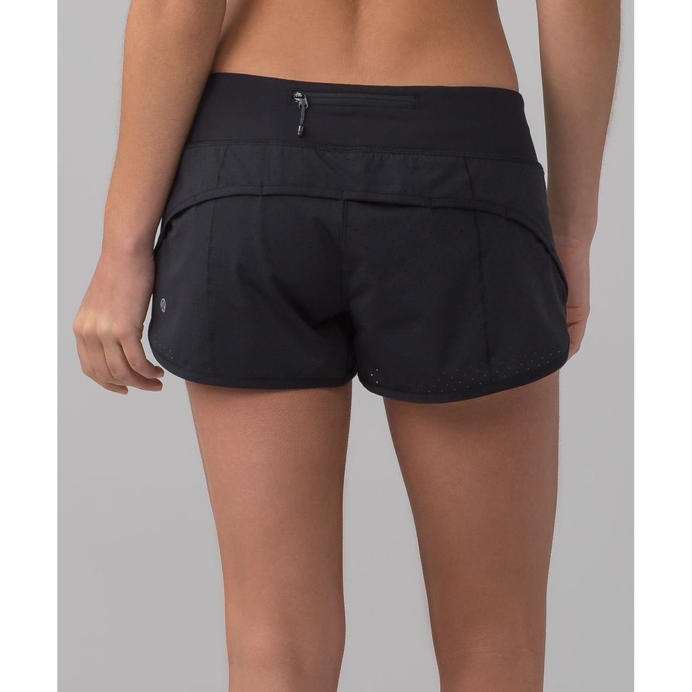 Lululemon Speed Shorts 2.5" Black Mesh Perforated Size 6 Retired‎ Style - Picture 3 of 9